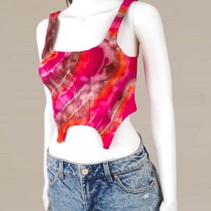 Tie Dye Crop Tank Top  Women&#39;s Handmade  Clothing Tops and Tees. Hand Dyed M Size. Geode Style Unique Personalized Gift For Her
