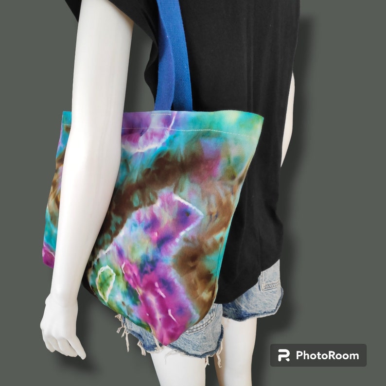 Tote Bags Womens Tie Dye With Gabardine Fabric Ice Dyed Geode and ...