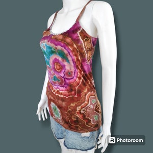 Tie Dye  Tank Top  Women&#39;s Handmade Clothing Tops and Tees. Geode Style  Ice Dyed Shirt. M Size  Personalized Unique Fashion Gift For Her