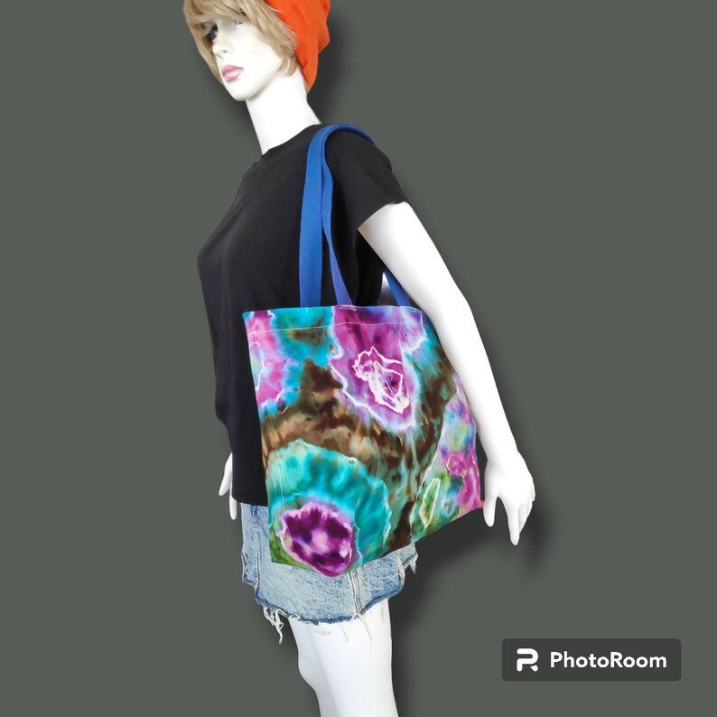 Tote Bags Womens Tie Dye With Gabardine Fabric Ice Dyed Geode and ...