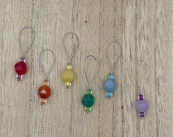 Set of rainbow wire loop stitch markers