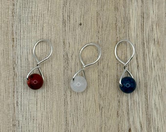Red White and Blue wire wrapped stitch marker set