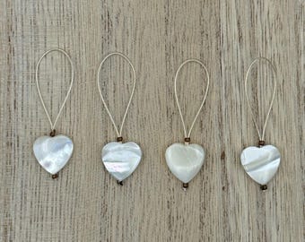 You Choose - Heart Loop Stitch Markers - mother of pearl