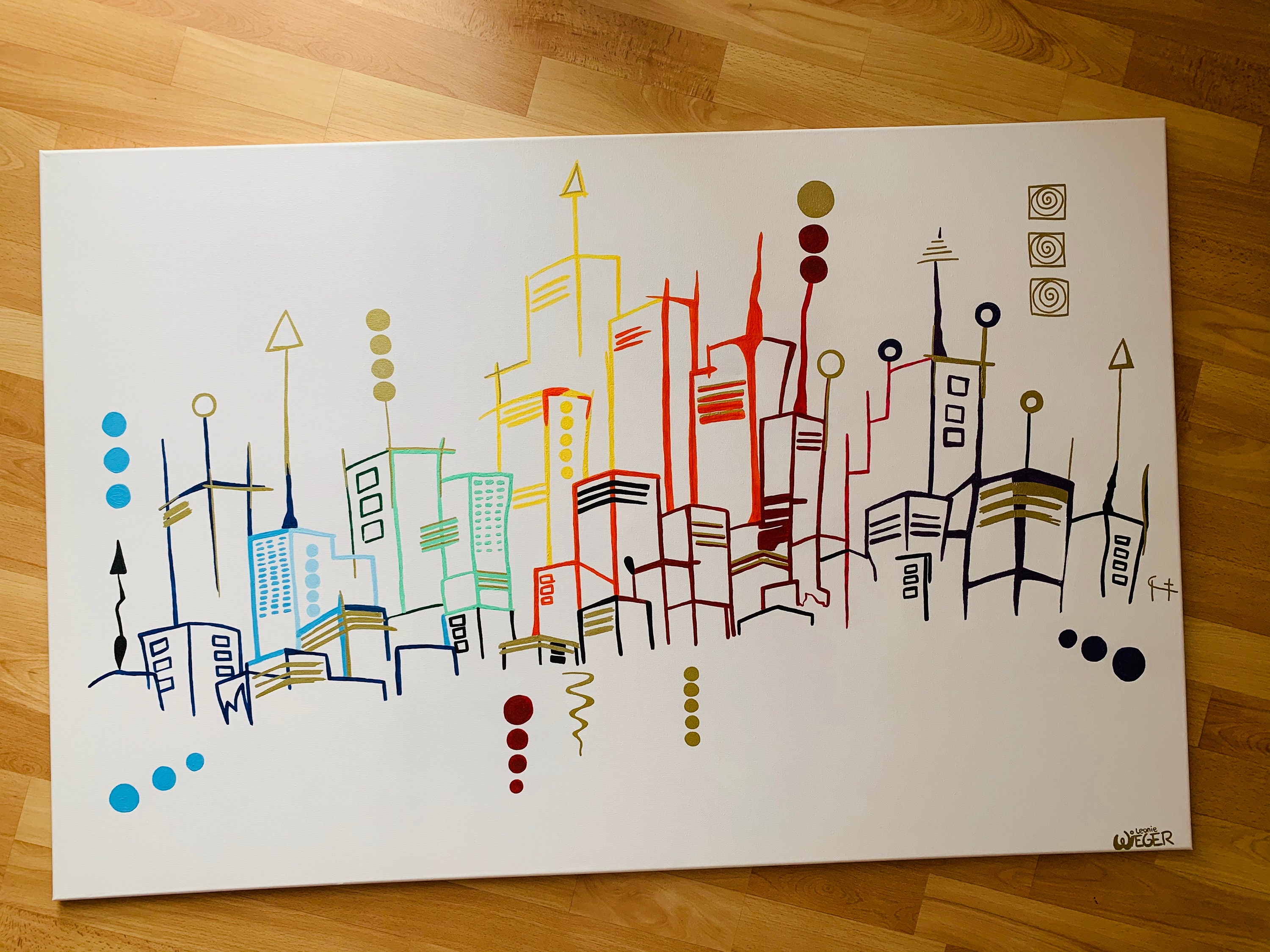 Acrylic painting Skyline abstract selfmade Etsy