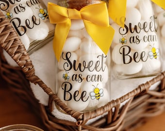 Bee Milk Glass Bottles – Baby Shower and Birthday Party Favors, Honey Yellow Ribbons (3.4oz)