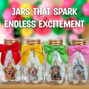 Dog Party Favor Jars: DIY Treat Bottles with Ribbons & Stickers - 12 Pack
