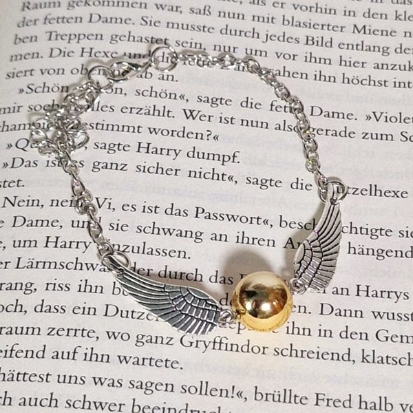 Harry Potter Armband oder Fußkette Schnatz Quidditch Buchliebhaber Juwelier Snitch BFF Freundschaftsarmband Engel Flügel Gryffindor