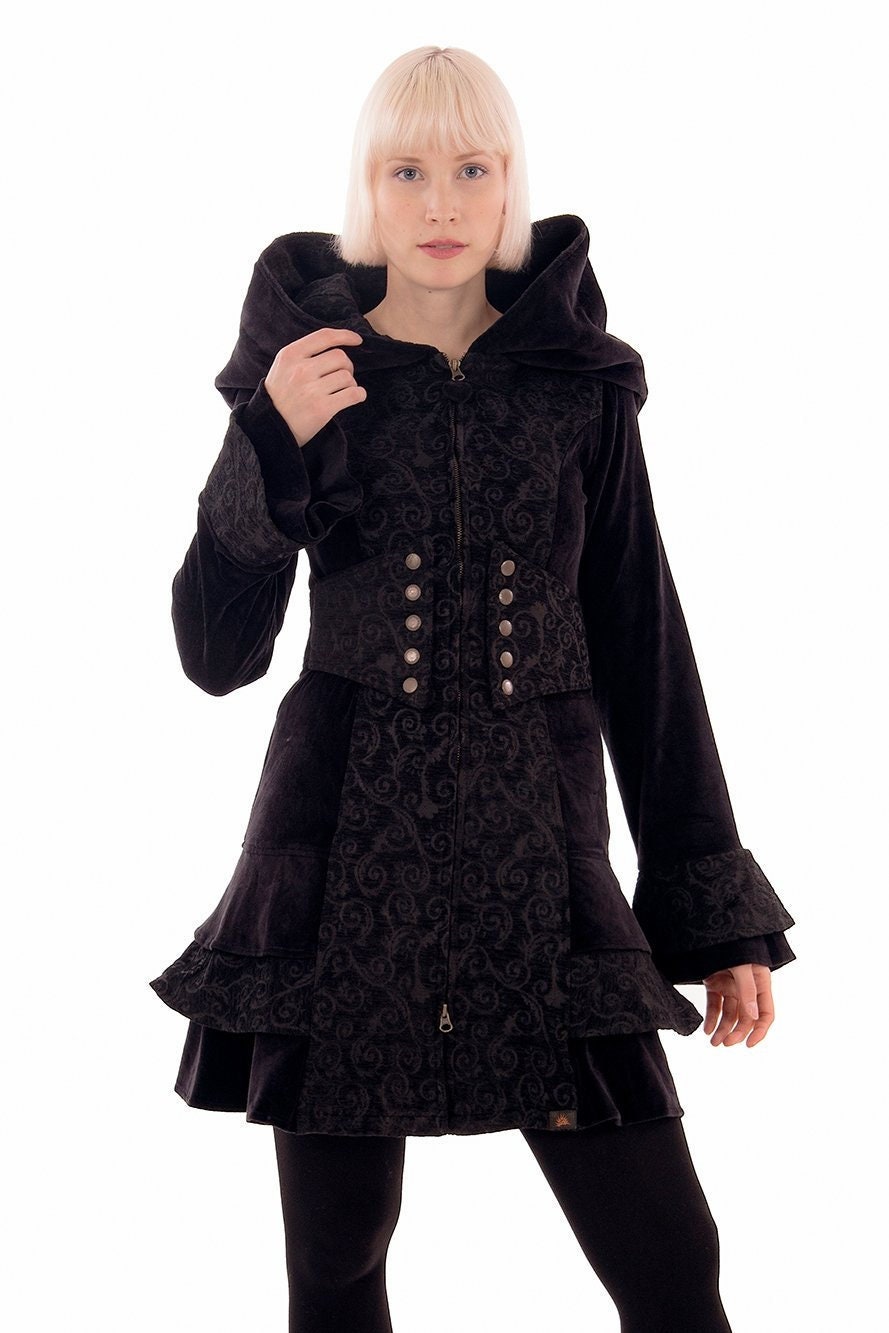 Victorian Inspired Black Velvet Coat 
