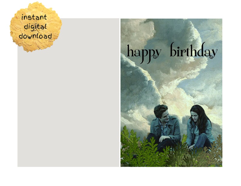 Printable Twilight Birthday Card Gift for Her Him Friend Digital