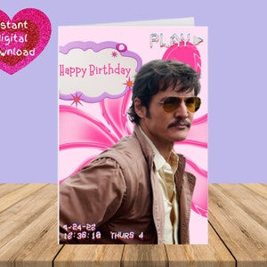 Linda tarjeta de cumpleaños de Pedro Pascal / Estética Descarga digital instantánea Tarjeta imprimible / Regalo para su amigo
