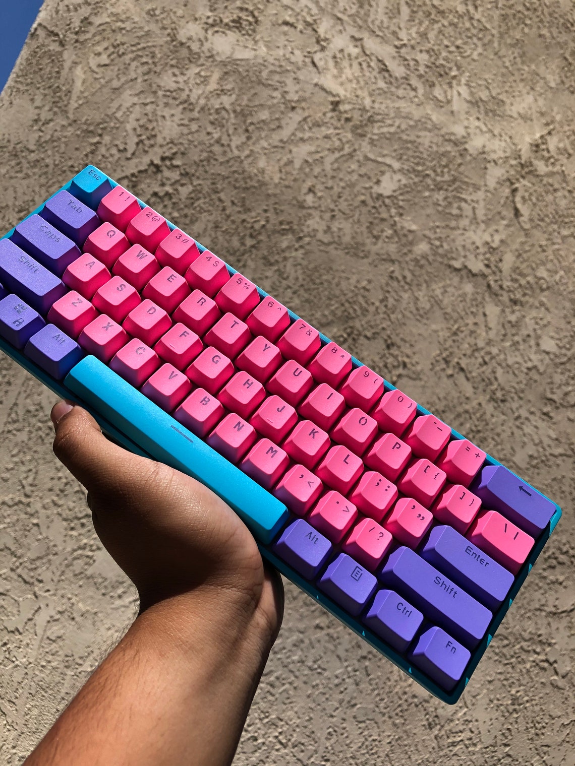 Custom GK61 60% RGB Gaming Keyboard Build Pink Blue and Purple | Etsy