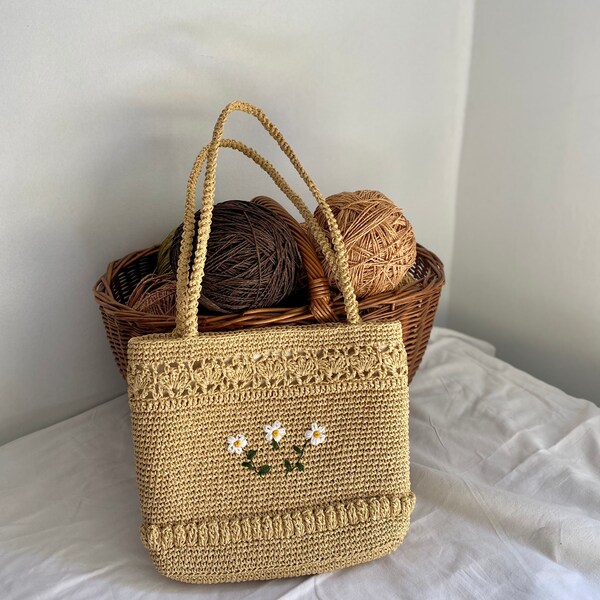 Fleur Floral Embroidered Crochet Bag