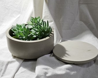 Large Concrete Bowl With Lid