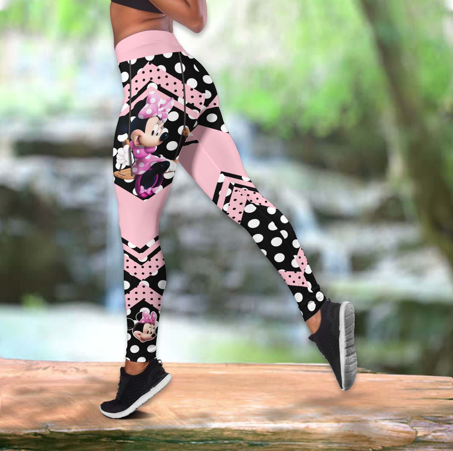 Minnie Polkadot Pink Disney Hollow Tanktop Legging Outfit Set