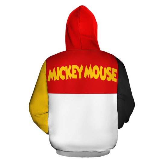 Disover Red Yellow Colorblock Mickey Disney 3D Hoodie