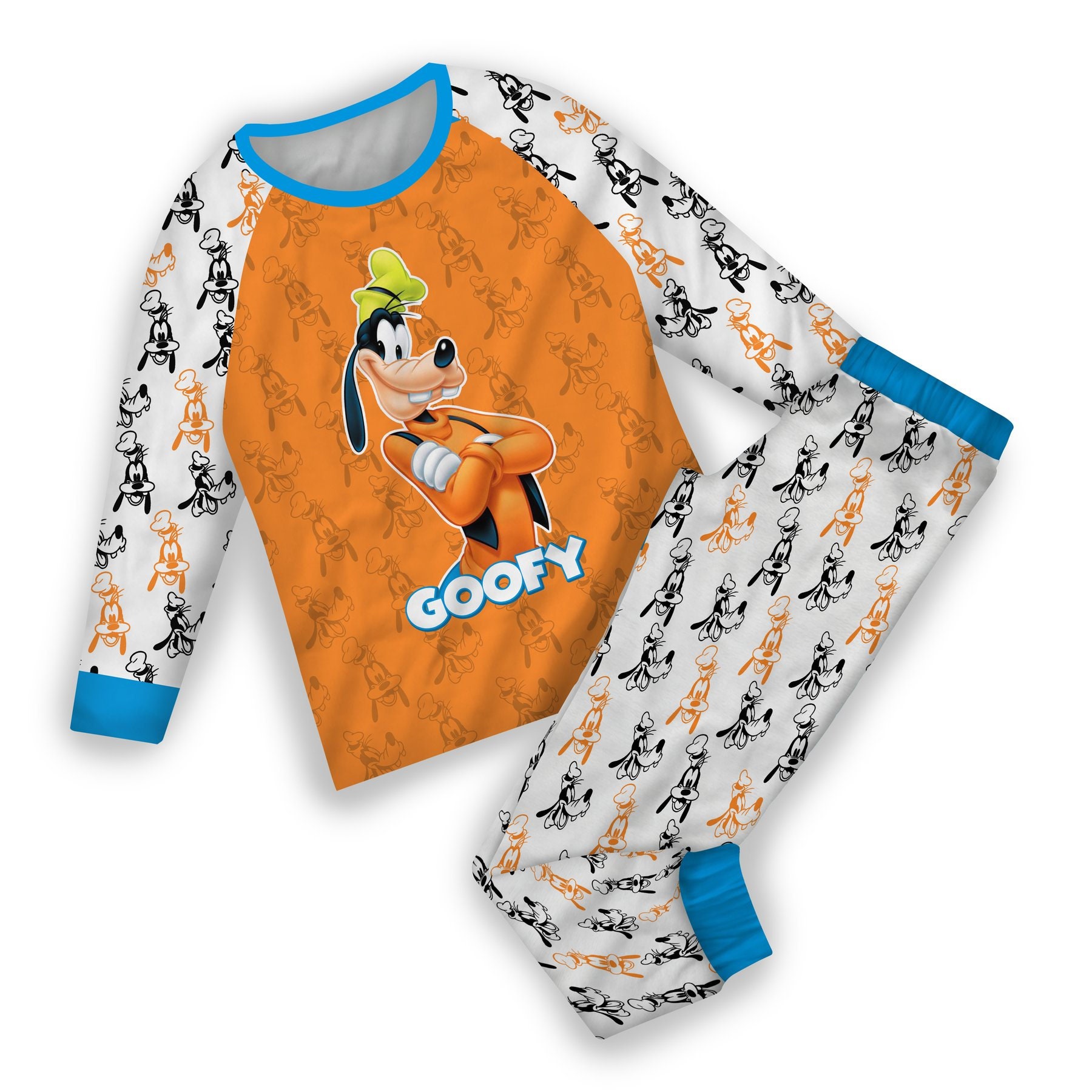 Orange Blue Goofy Dog Disney Family Matching Pajamas Set
