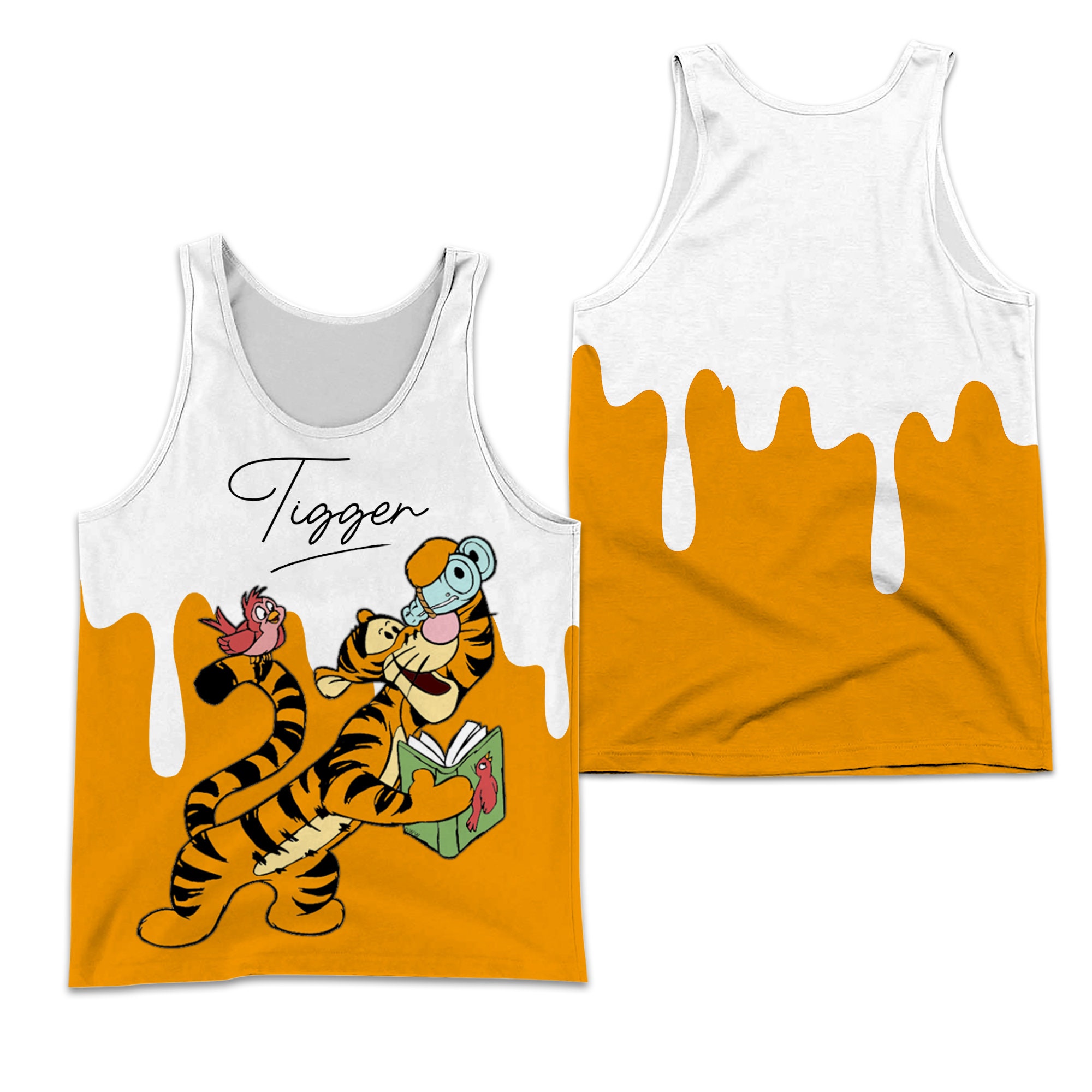 Discover Tigger Dripping Paint Orange 3D Tank Top