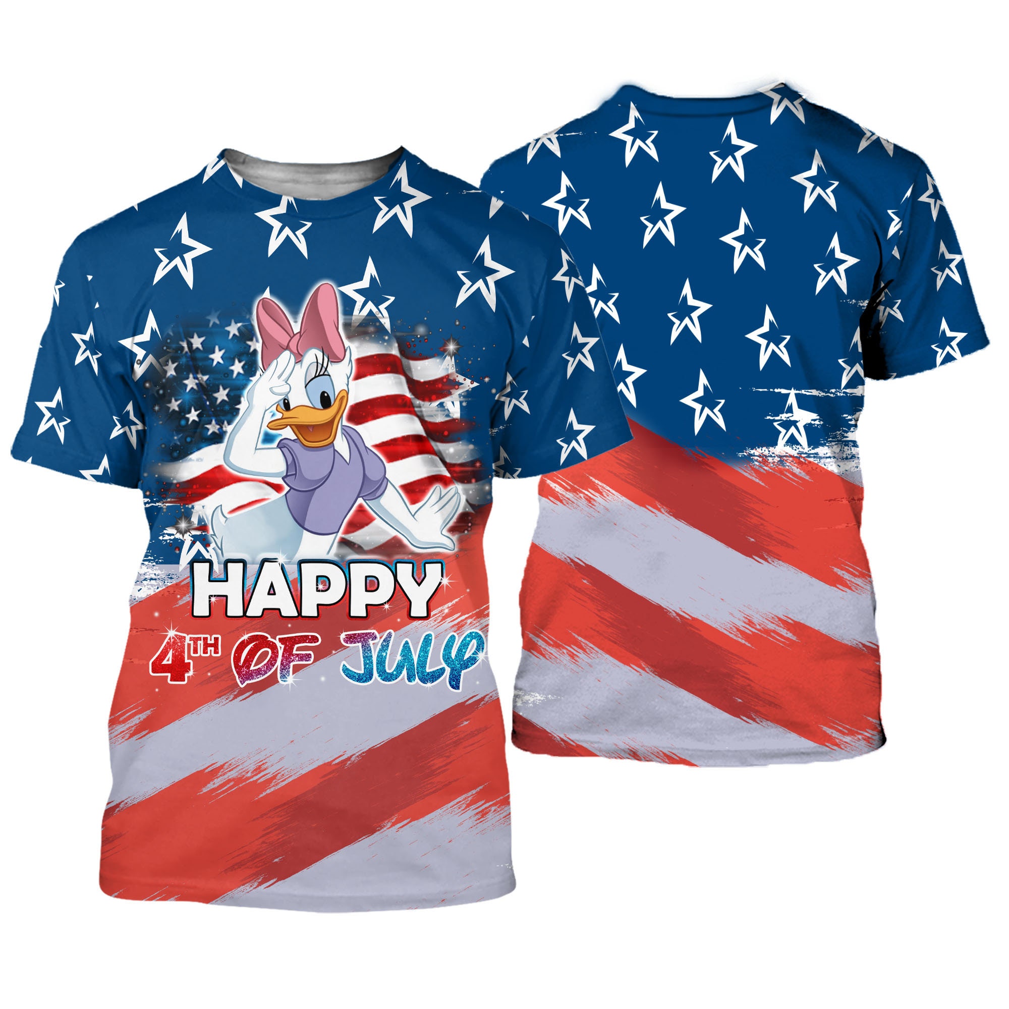 Discover Daisy Duck 4. Juli Usa Flagge 3D T-Shirt