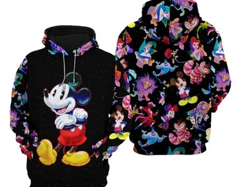 Mickey Mouse Galaxy Night Sky Patterns | Disney Sweatshirt/Hoodie/Fleece Jacket | Unisex Cartoon Outfits | Clothing Men Women Kids Toddlers