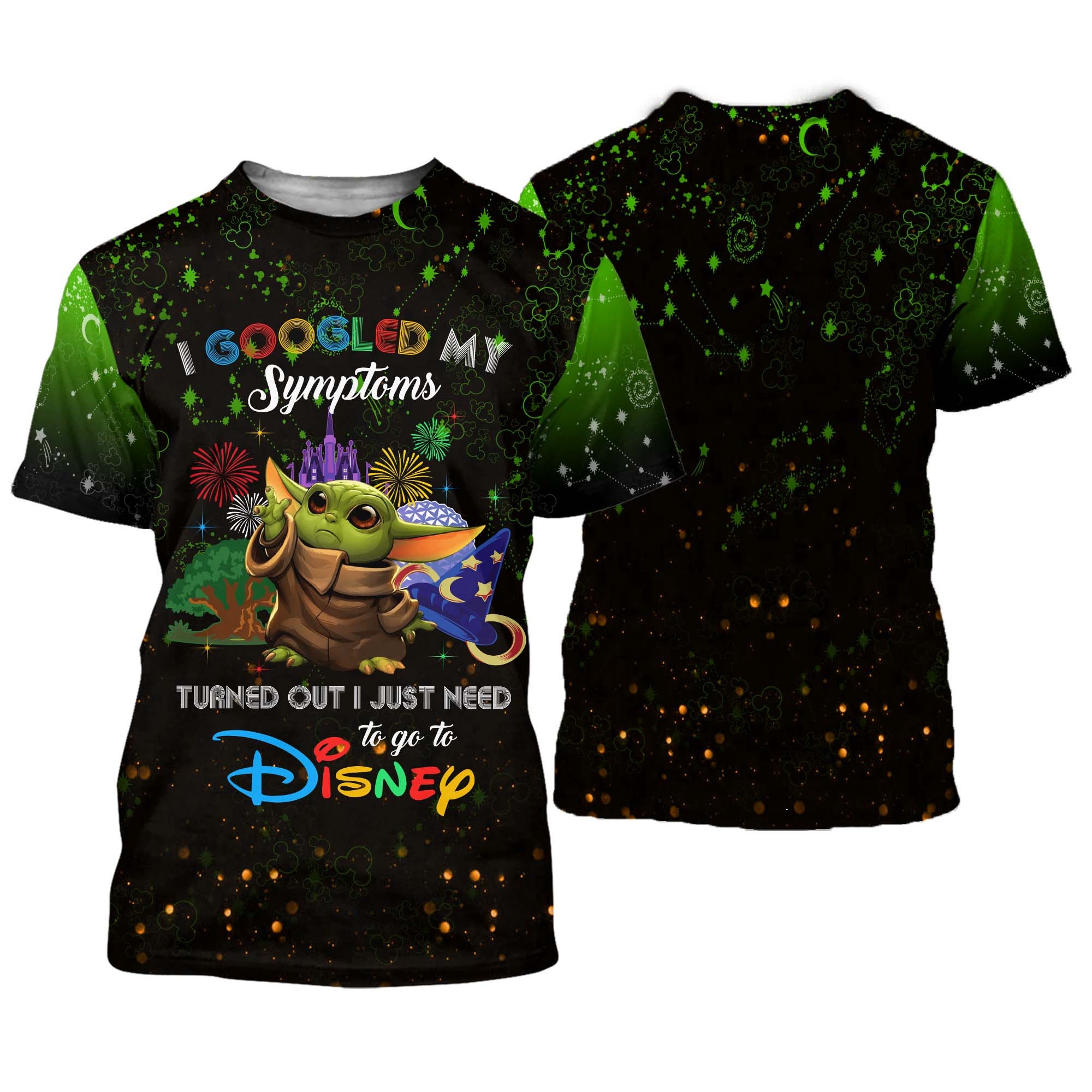 Baby Yoda Quotes Green Black Pattern Disney Cartoon Outfits Unisex Casual T-shirts 3D