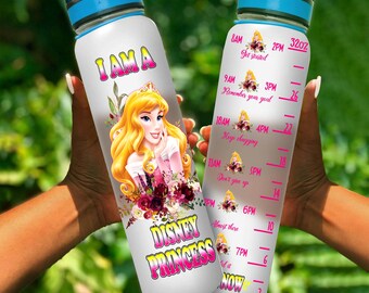 Cute Disney Graphic Cartoon 32oz Water Tracker Bottle Sport Workout Exercise Accessories Gift Men Women Kids I Am Aurora Princess Cute Disney Graphic Cartoon 32oz Water Tracker Bottle Sport Workout Exercise Accessories Gift Men Women Kids I Am Aurora Princess