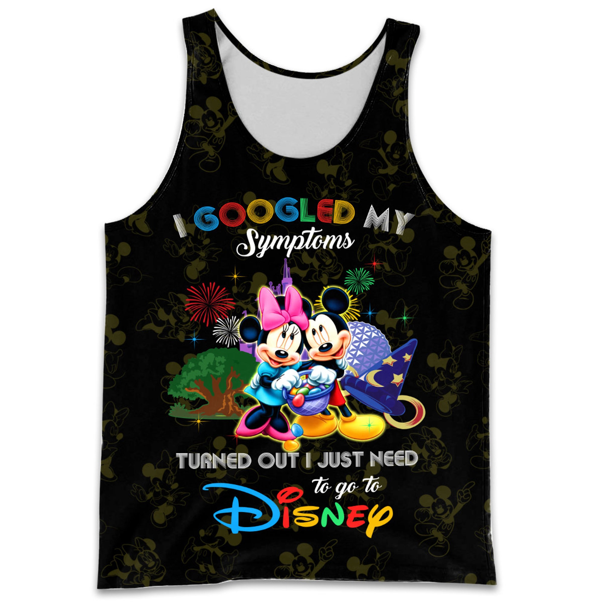 Mickey Minnie Mouse Google Funny Quote Black Disney 3D Tank Top