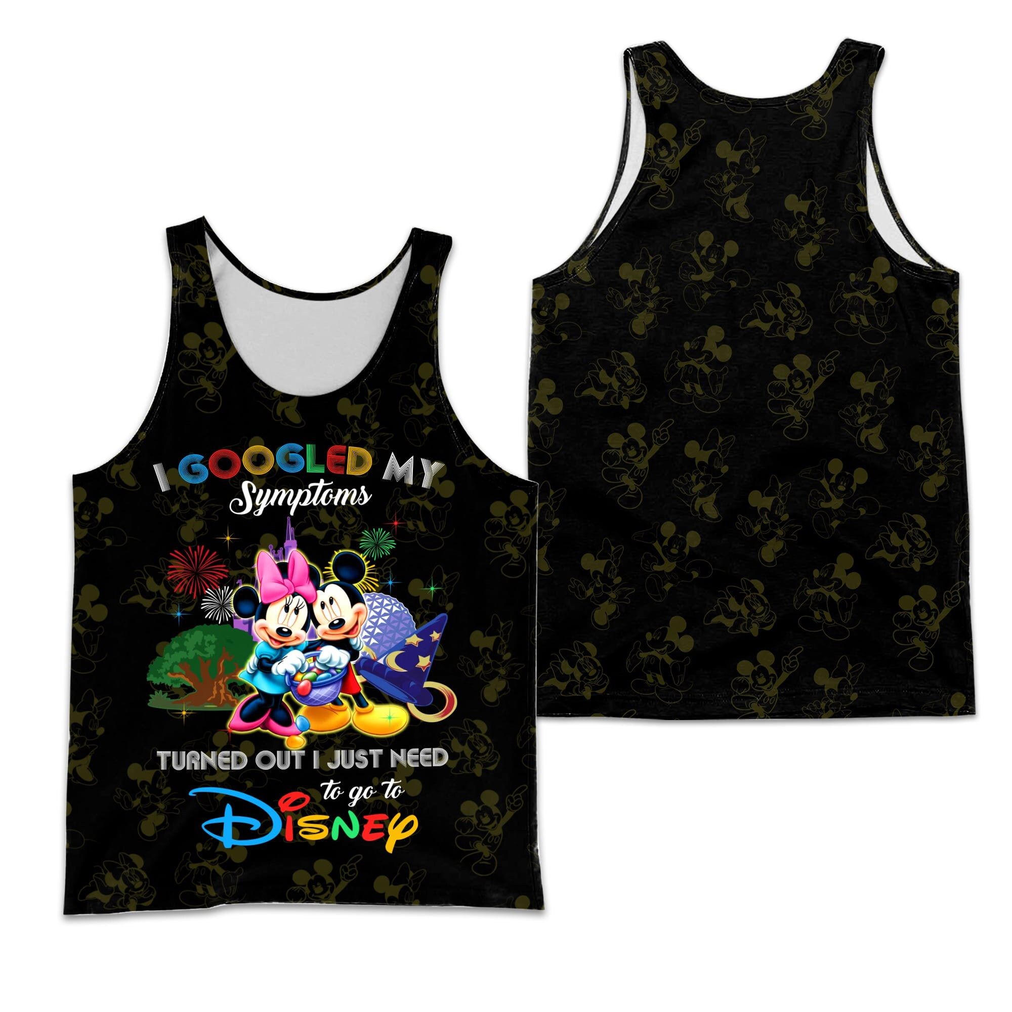 Mickey Minnie Mouse Google Funny Quote Black Disney 3D Tank Top