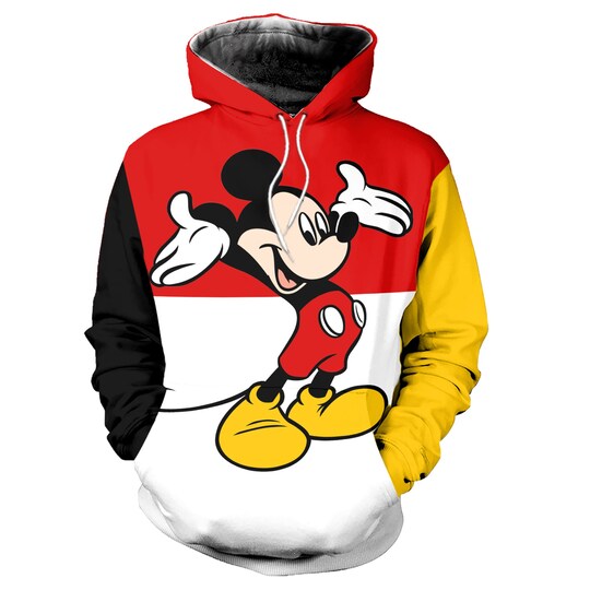 Disover Red Yellow Colorblock Mickey Disney 3D Hoodie