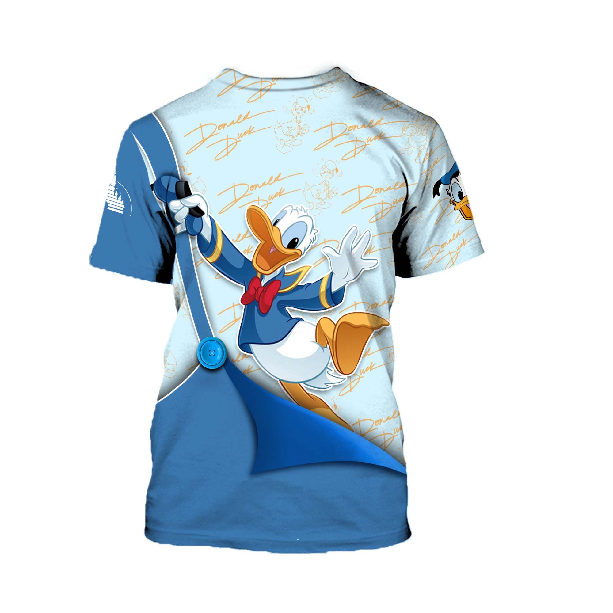 Donald Duck Blue Button Overalls Patterns Disney Cartoon 3D T-shirts