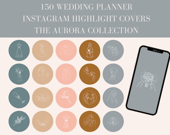 Portadas destacadas de Instagram para organizadores de bodas / Iconos de arte lineal (Descarga digital)