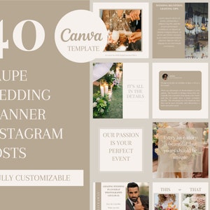 40 WEDDING PLANNER INSTAGRAM Canva Templates | Wedding Instagram Post Canva Templates | Editable Canva Wedding Planner Social Media Posts