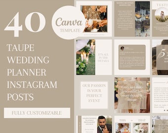 Mallar för Instagram för bröllopsplanerare | Taupe Canva-inlägg (digital nedladdning)