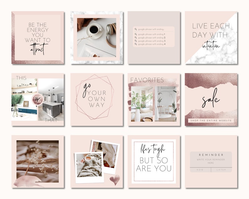 50 Blush & Rose Gold Instagram Canva Templates (digital Download) - Etsy