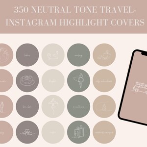 350 NEUTRAL TRAVEL Instagram Highlight Cover Icons | Travel Blogger Story Covers | 35 Illustrations & 35 Text PNGs | Instant Download