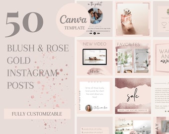 Rose Gold Instagram Templates Canva - Etsy