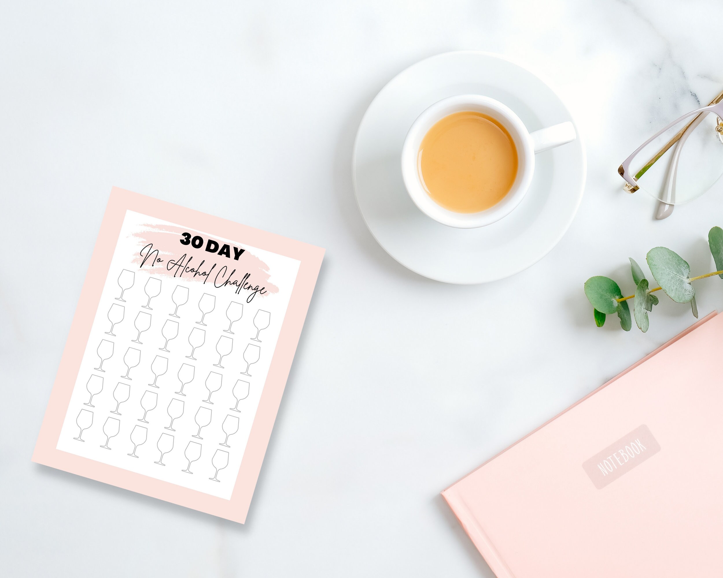 30 DAY NO ALCOHOL Challenge Printable Alcohol Free Challenge Healthy