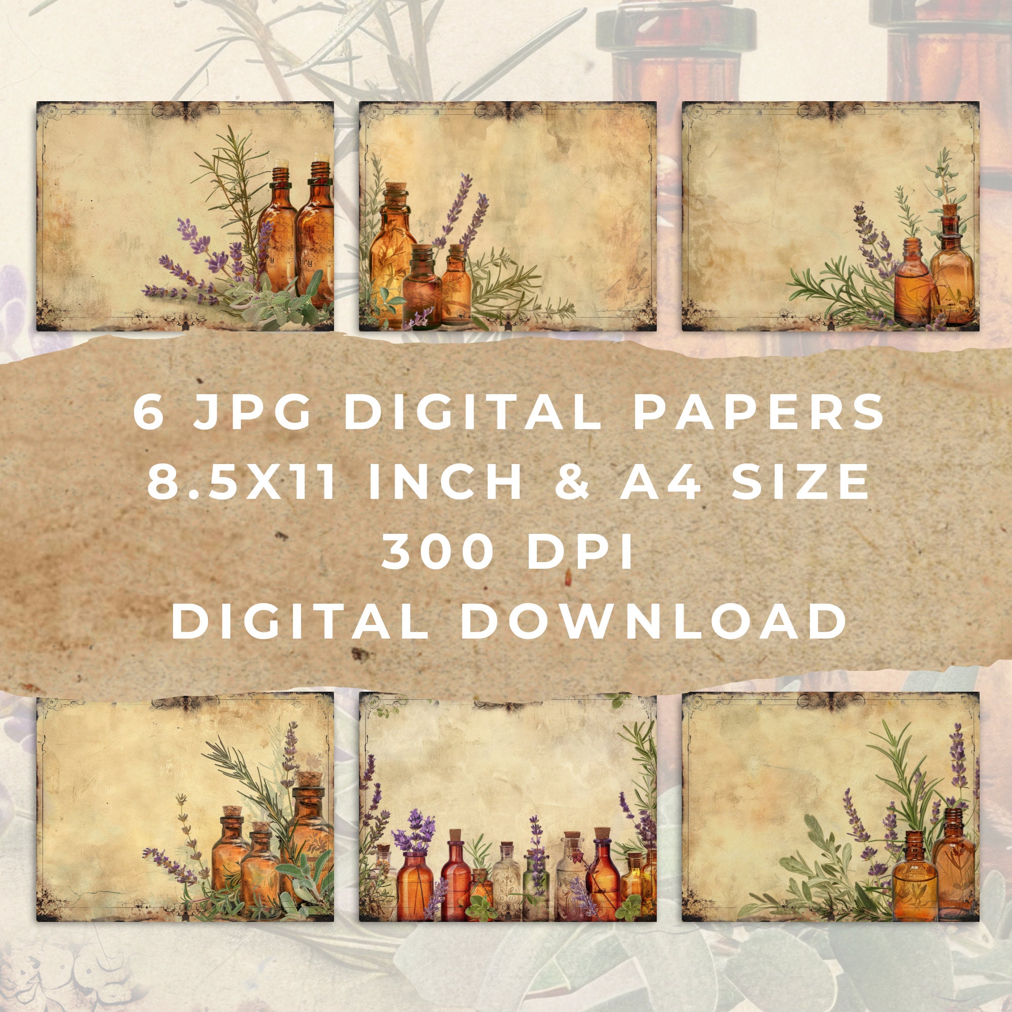 Vintage Apothecary Junk Journal Pages, Botanical Collage (digital ...