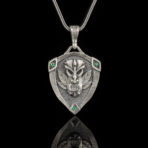 Engraved Totem Mask Necklace, Aztec & Mayan Necklace, Native Ethnic Jewelry, Mayan Charm Necklace, Remembrance Gift, Unusual Gift, Son Gift