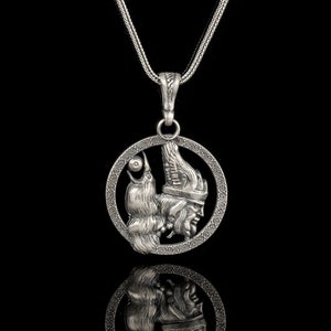 Odin & Raven Necklace, Sterling Silver Viking Jewelry For Men, Norse Mythology Gift For Him