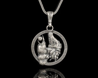 Collana Odino e Corvo, gioielli vichinghi in argento sterling per uomo, regalo per lui ispirato alla mitologia norrena