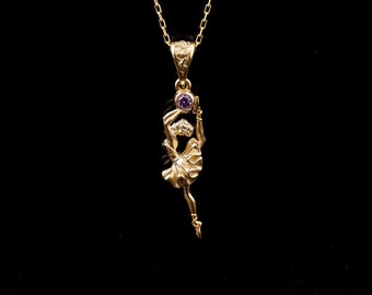 Tänzerin Charm Halskette, zierliche Silber Ballerina Halskette, vergoldeter Schmuck für Frauen, Jahrestagsgeschenk, Geburtstagsgeschenk, bedeutungsvolles Geschenk