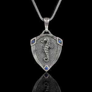 Silver Seahorse Necklace Pendant, Nautical Jewelry, Ocean-inspired Gift for Men and Women