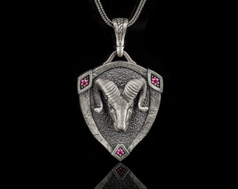 Widder Kopf Halskette, Sterling Silber Widder Kopf, Widder Horoskop Anhänger, Geburtstagsgeschenk