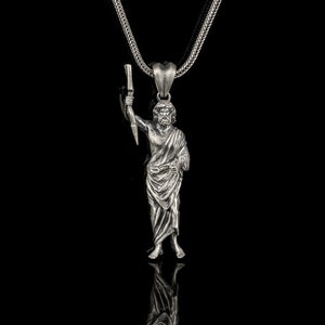 Zeus Necklace Pendant, Ancient Greek Mythology Jewelry, Greek God Gift, Men&#39;s Silver Necklace