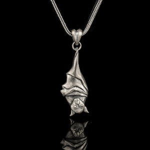 Vampire Bat Necklace, Silver Bat Pendant, Bat Charm mens Jewelry, Gothic Necklace For Women, Halloween Gift, Bat Gifts, Best Friend Gift