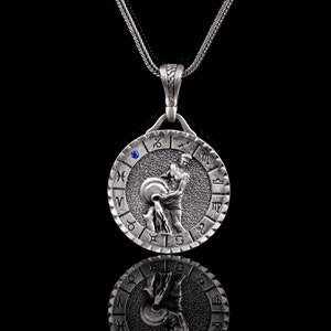 Collar del horóscopo de Acuario de plata, colgante del signo del zodíaco de Acuario, regalo de carta de astrología para hombres y mujeres