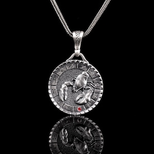 Collar del horóscopo del cáncer de plata, colgante del cangrejo del símbolo del zodíaco, regalo de la carta de astrología para hombres y mujeres