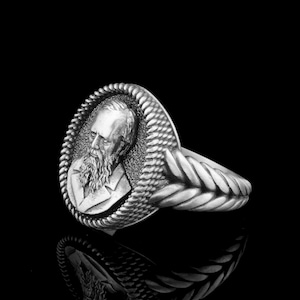Fyodor Dostoyevsky Inspired Silver Ring Jewelry, Personalized Gift for Men and Women