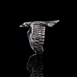 Silver Raven Bird Crow Ring, Adjustable Gothic Jewelry for Men and Women, Unique Gift