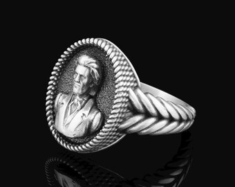 Sterlingzilveren ring Ludwig van Beethoven, uniseks muzikant componist sieraden